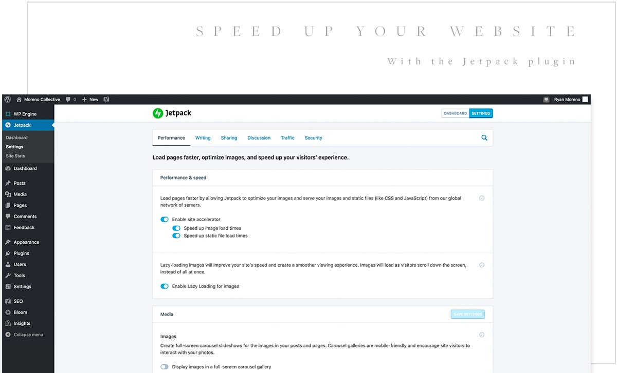 How to setup the Jetpack plugin and speed up your Showit blog - Moreno Collective