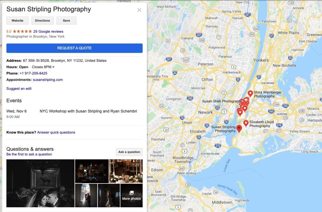 Local SEO for wedding photographers search result - Moreno Collective