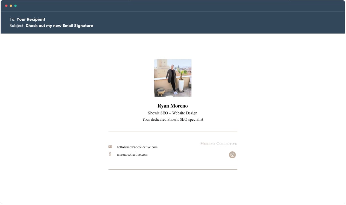Hubspot Email Signature Example 2 - Moreno Collective