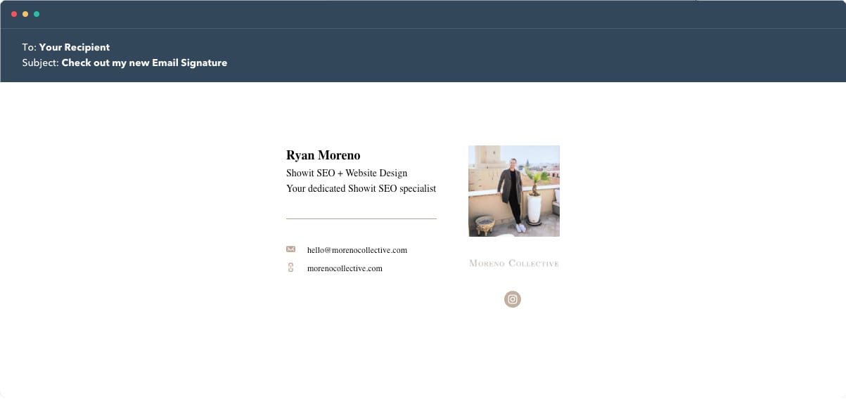 Hubspot Email Signature Example 4 - Moreno Collective