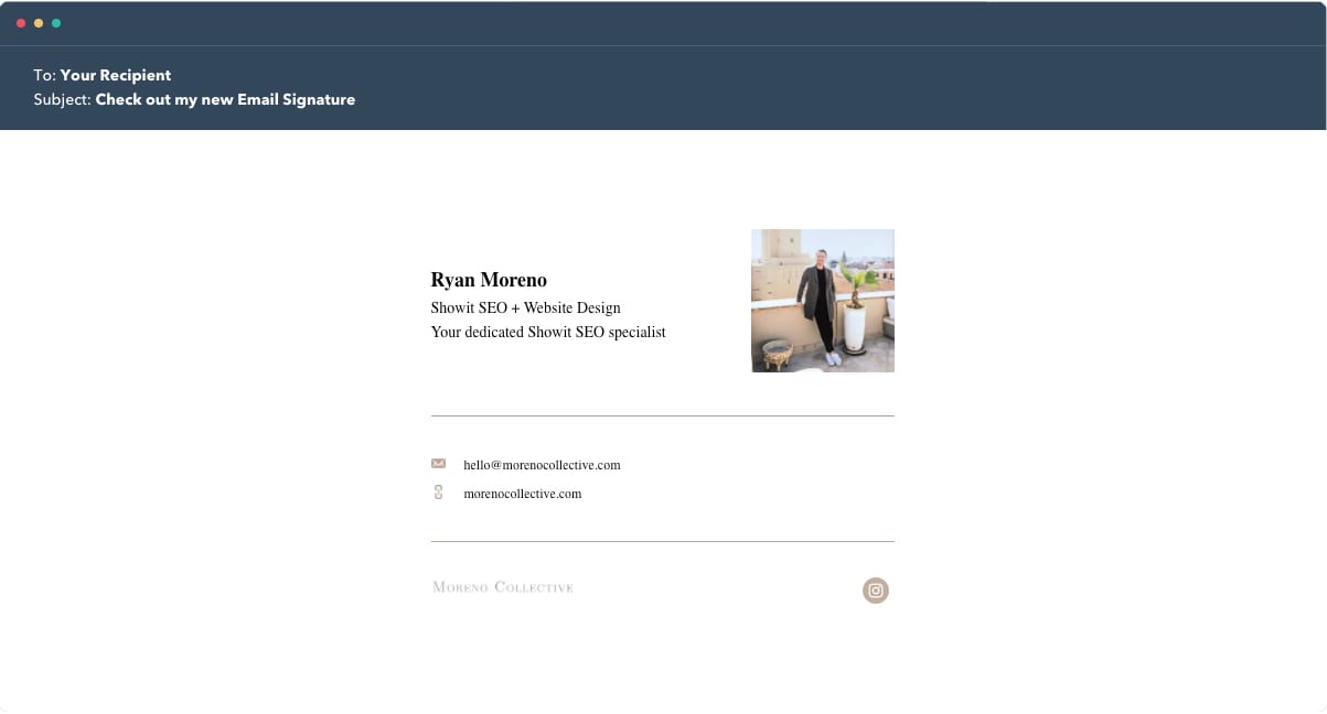 Hubspot Email Signature Example 5 - Moreno Collective