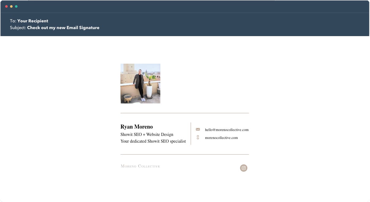 Hubspot Email Signature Example 6 - Moreno Collective